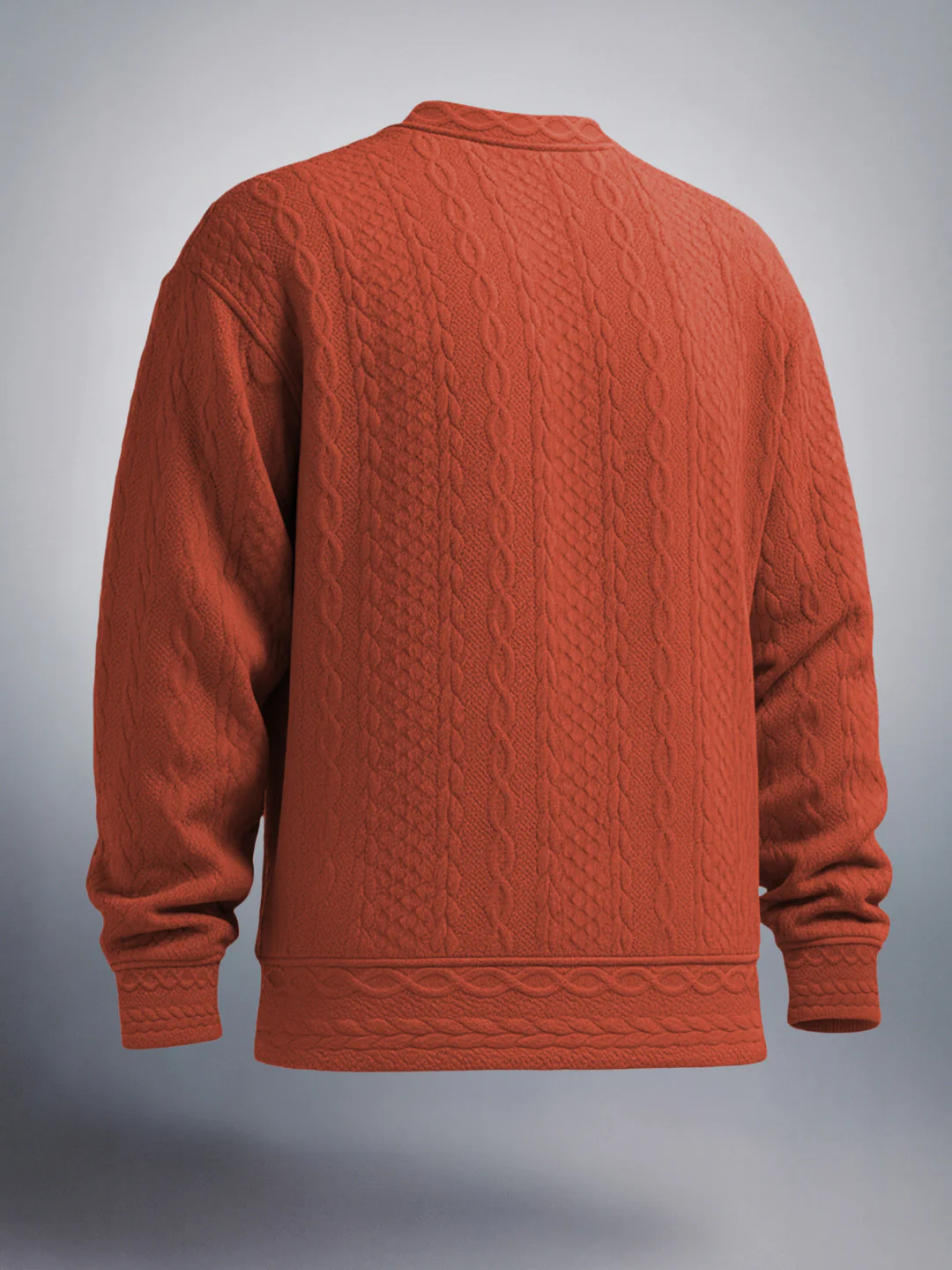 Men's Warm Amber Oversized Fit Textured Casual Sweatshirts - Image 2