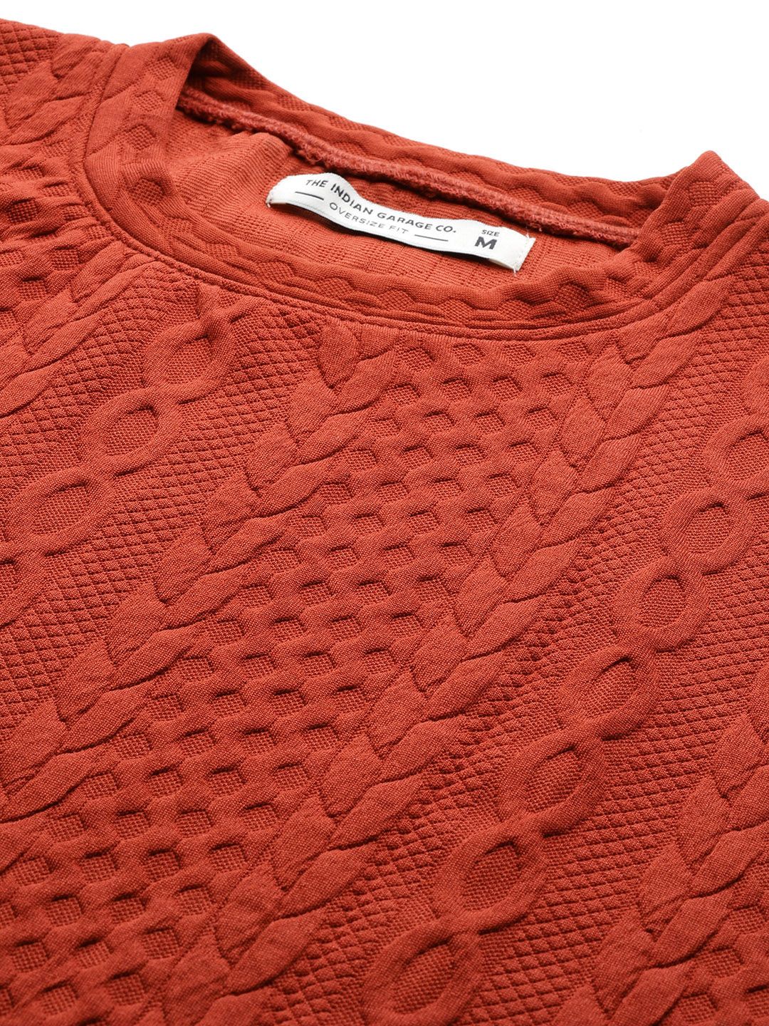 Men's Warm Amber Oversized Fit Textured Casual Sweatshirts - Image 7