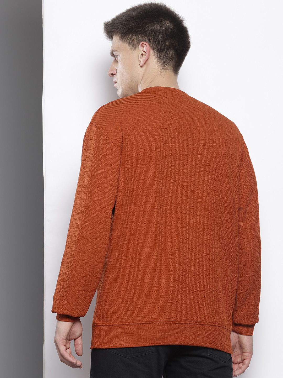 Men's Warm Amber Relaxed Fit Solid Street Wear Sweatshirts - Image 6