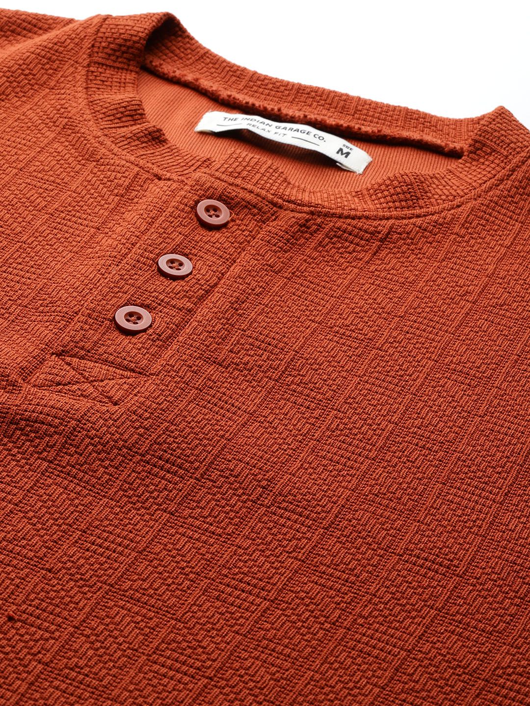 Men's Warm Amber Relaxed Fit Solid Street Wear Sweatshirts - Image 7