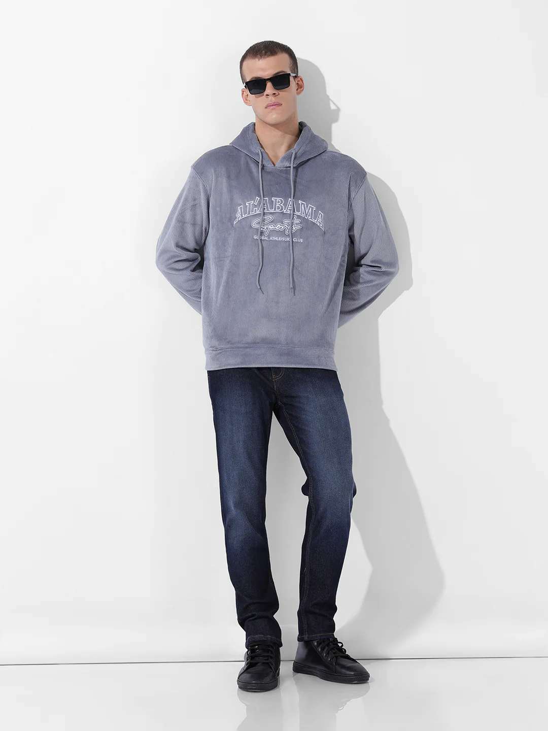 Men's Steel grey Regular Fit Textured Casual Sweatshirts - Image 10
