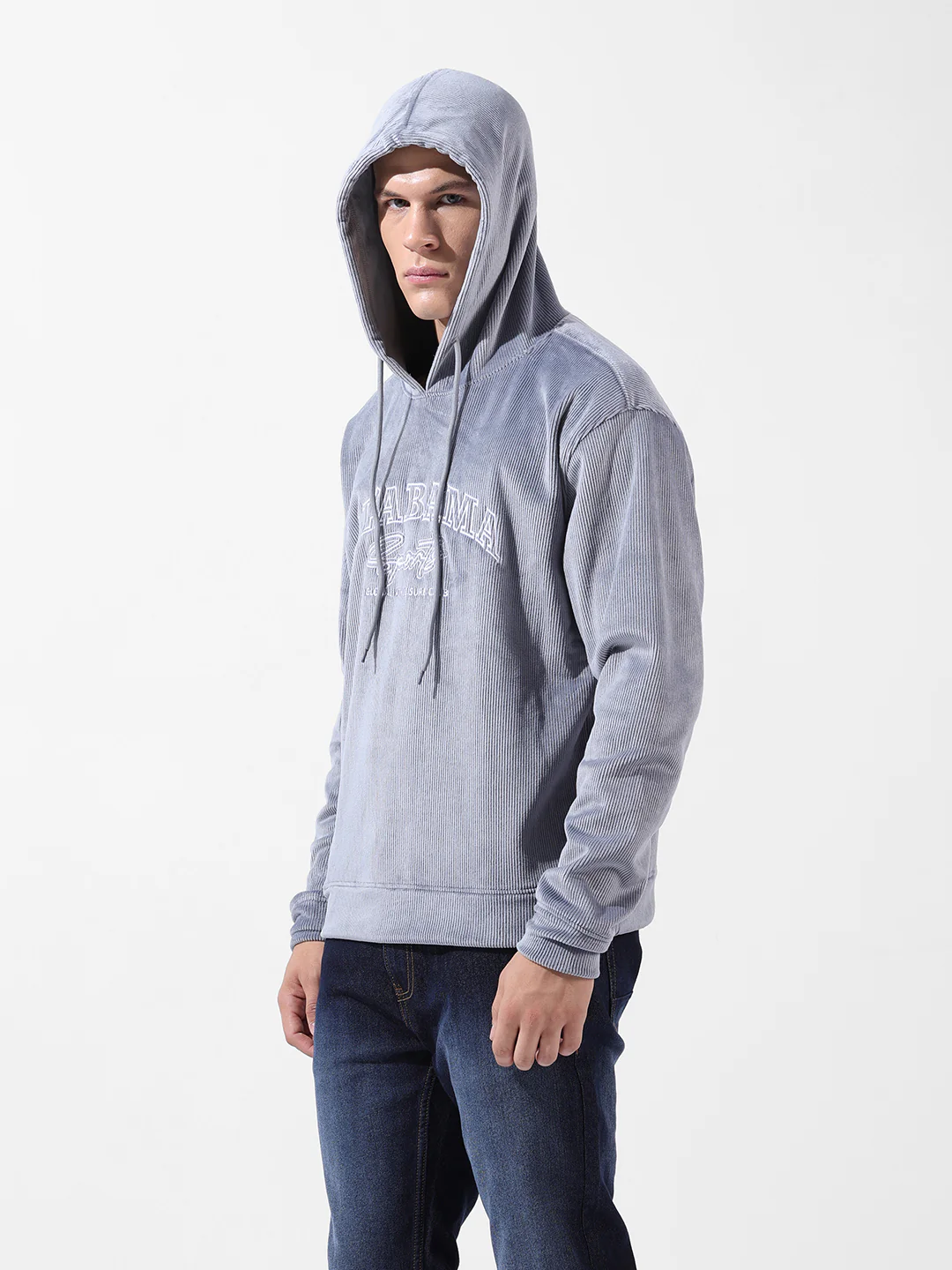 Men's Steel grey Regular Fit Textured Casual Sweatshirts - Image 11