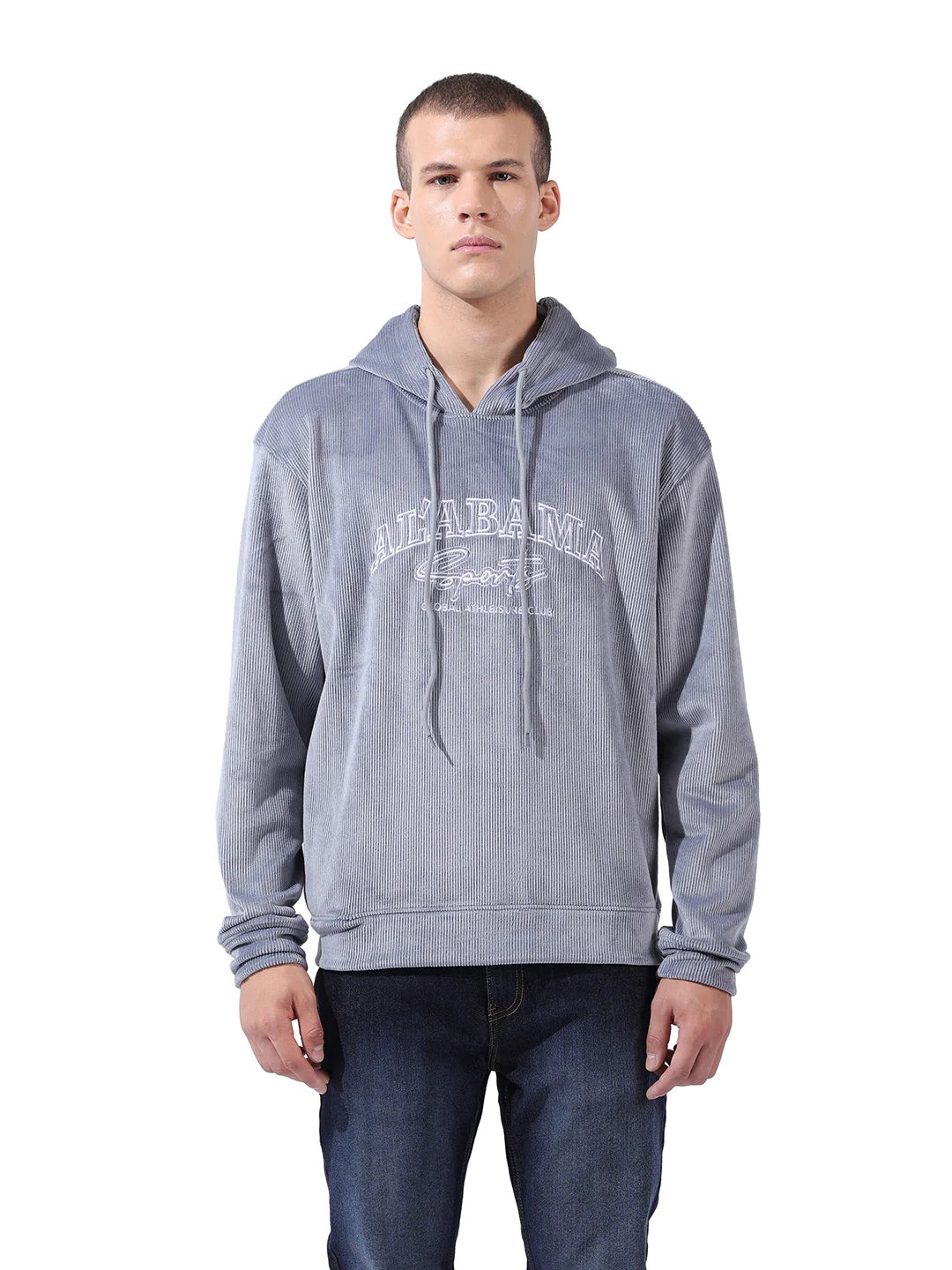 Men's Steel grey Regular Fit Textured Casual Sweatshirts - Image 12