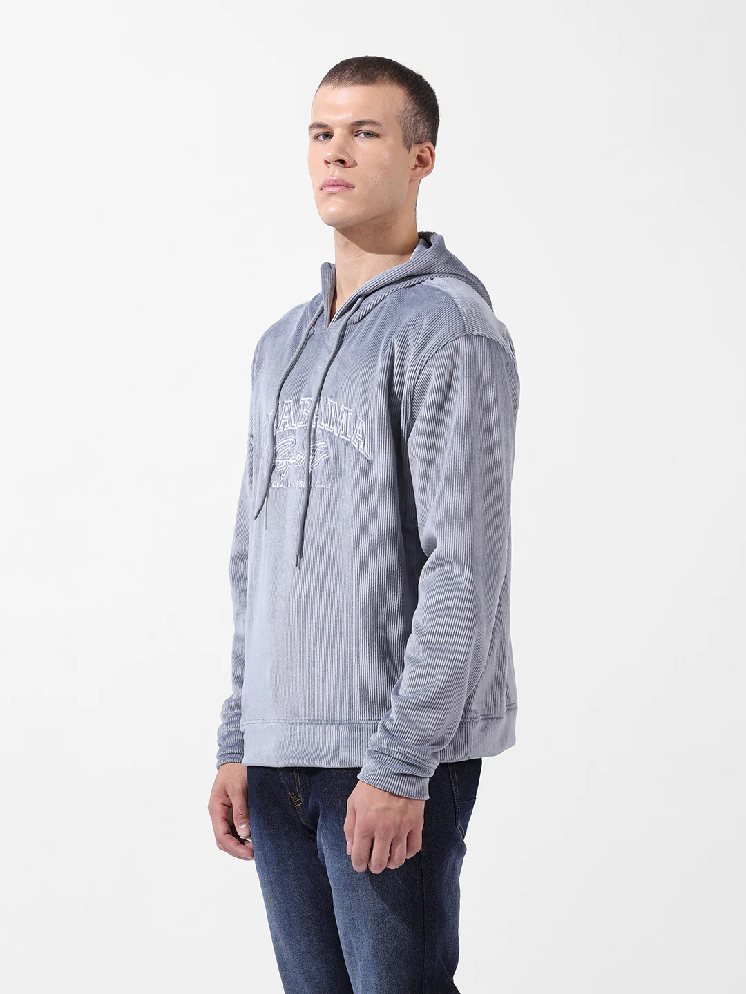 Men's Steel grey Regular Fit Textured Casual Sweatshirts - Image 5