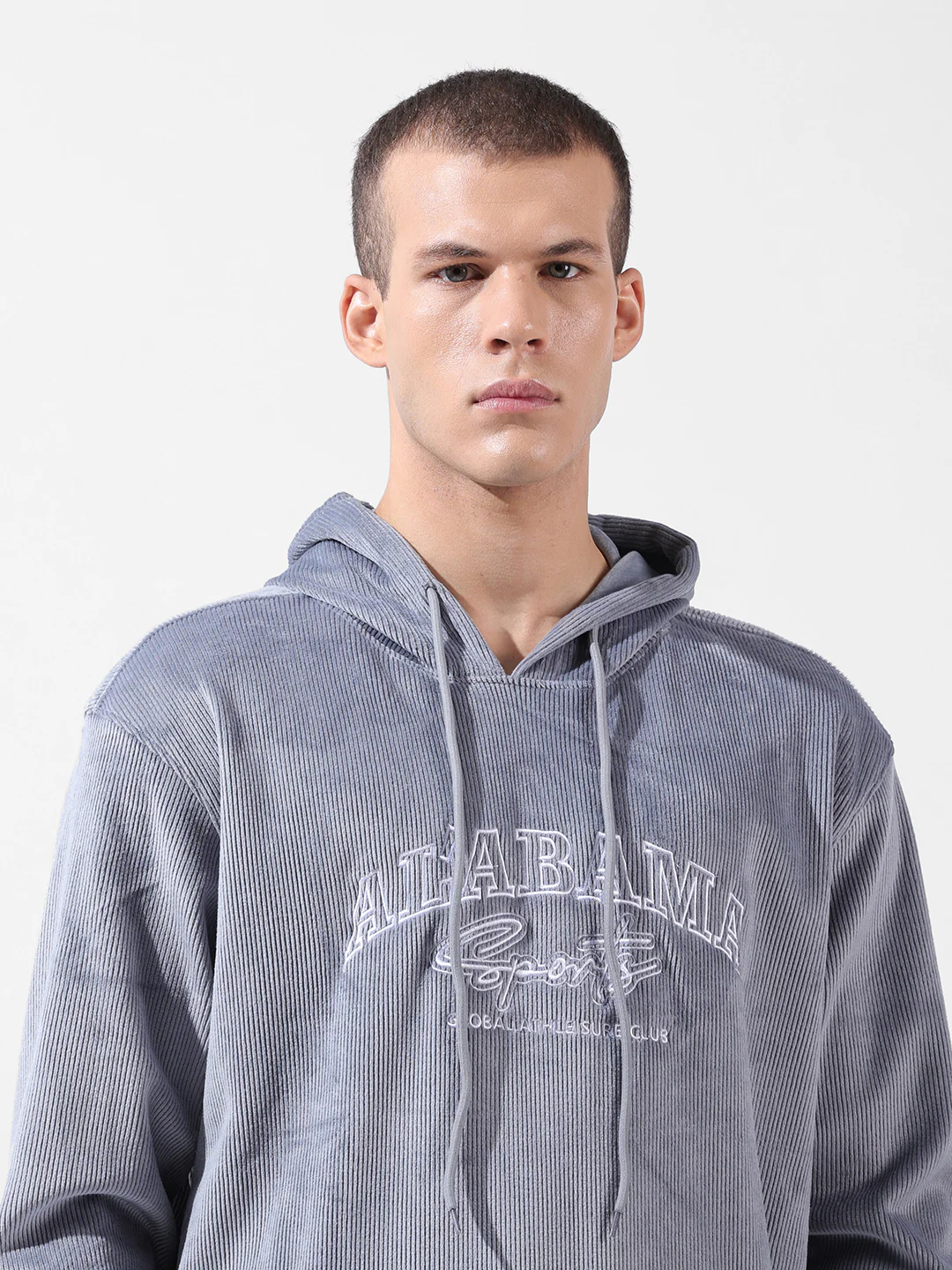 Men's Steel grey Regular Fit Textured Casual Sweatshirts - Image 7