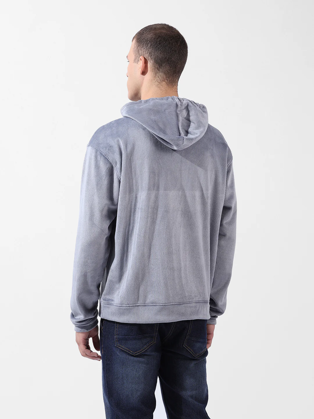 Men's Steel grey Regular Fit Textured Casual Sweatshirts - Image 9