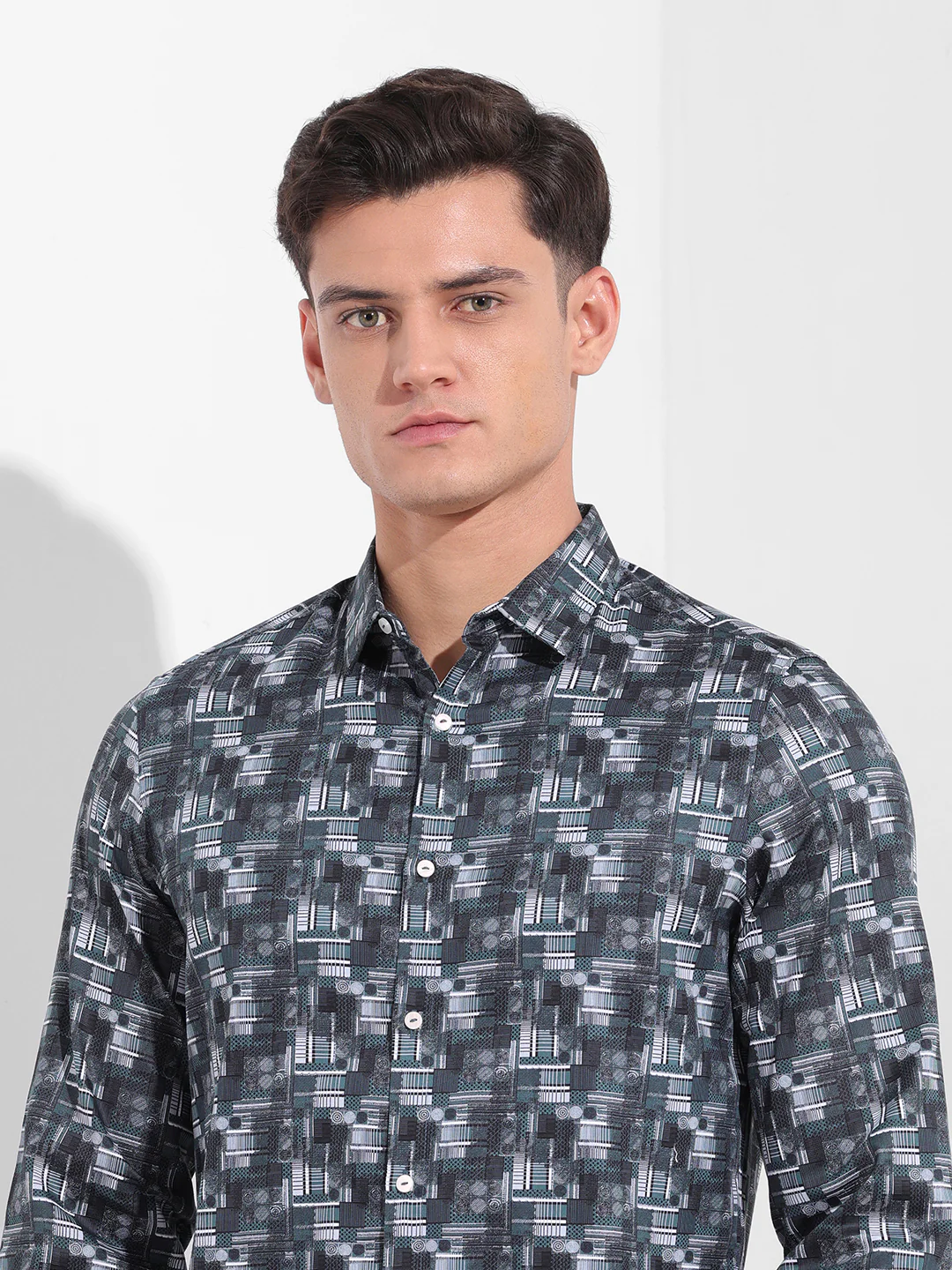 Men's Black Slim Fit Printed Party Wear Shirt - Image 5