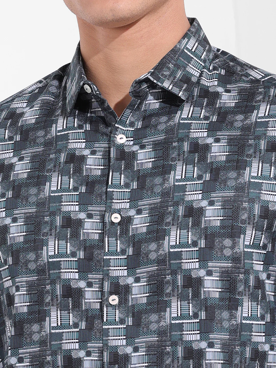 Men's Black Slim Fit Printed Party Wear Shirt - Image 6