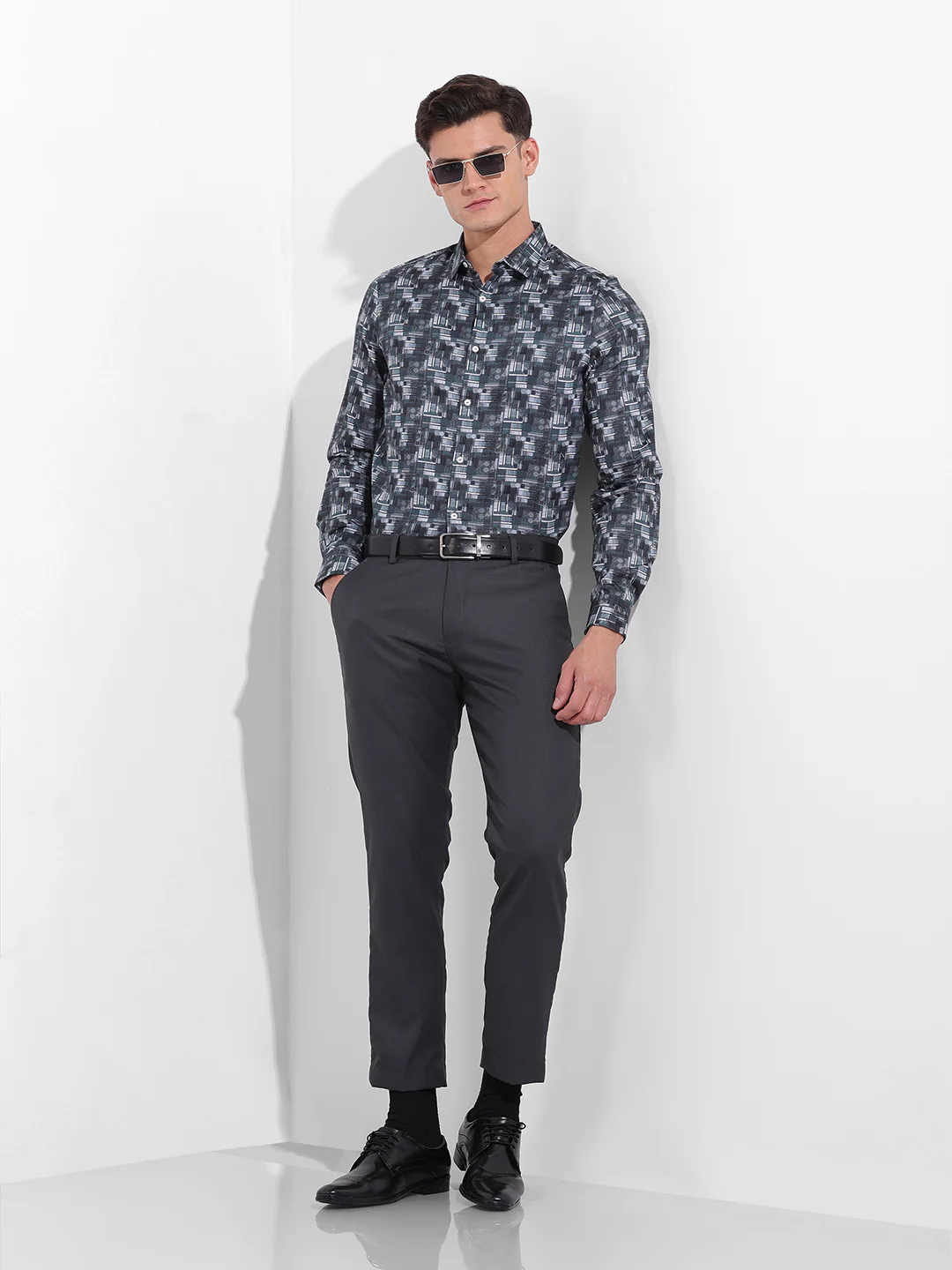 Men's Black Slim Fit Printed Party Wear Shirt - Image 8
