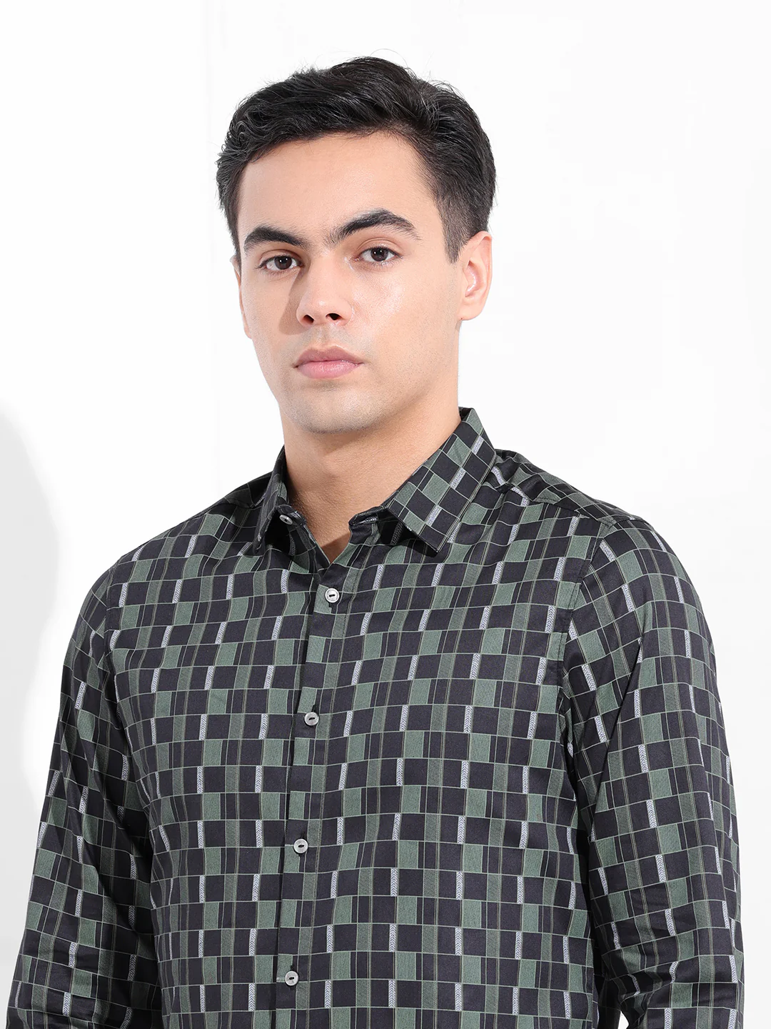 Men's Black Slim Fit Printed Party Wear Shirt - Image 6