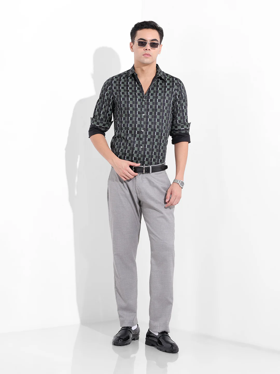 Men's Black Slim Fit Printed Party Wear Shirt - Image 8