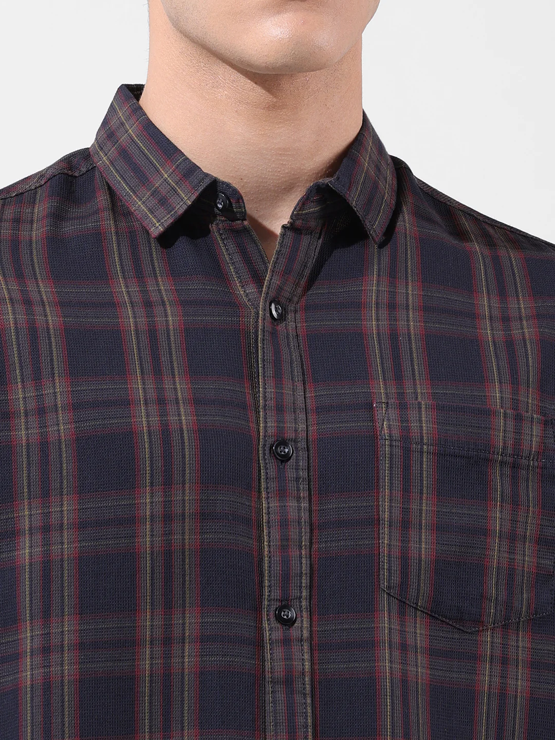 Men's Black Slim Fit Checked Casual Shirt - Image 6