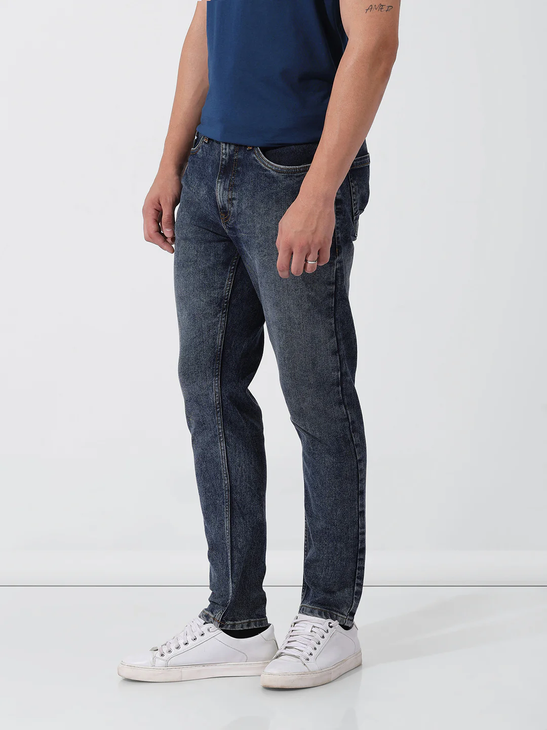 Men's Blue Slim Fit Solid Casual Jeans - Image 3