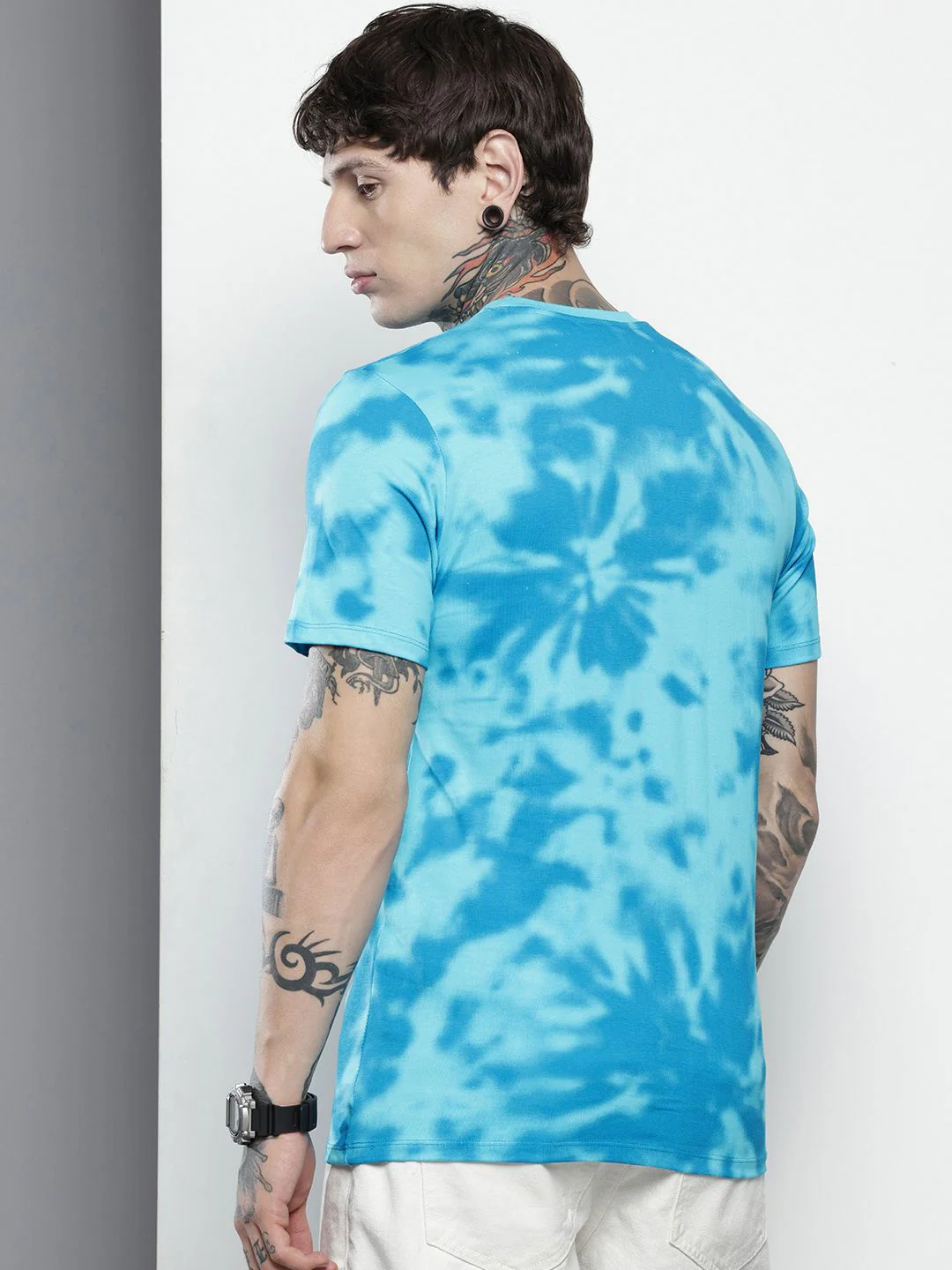 Men's Blue Slim Fit Character Batman Printed Crew Neck T-Shirt - Image 4