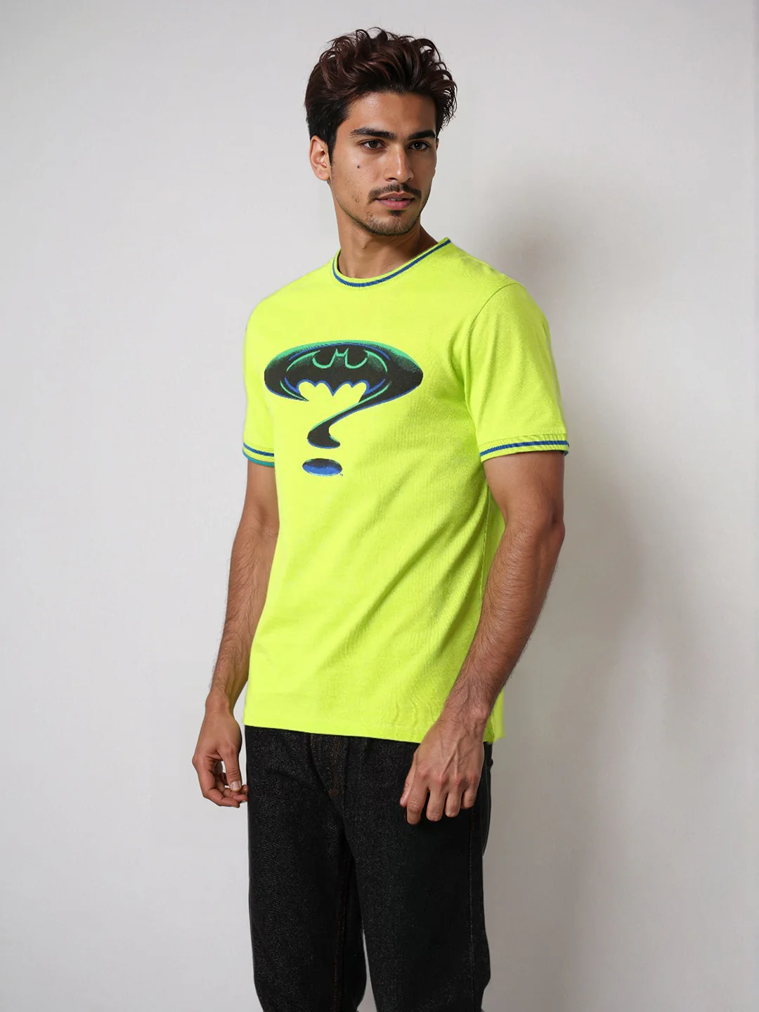 Men's Green Slim Fit Character Batman Printed Crew Neck T-Shirt - Image 5