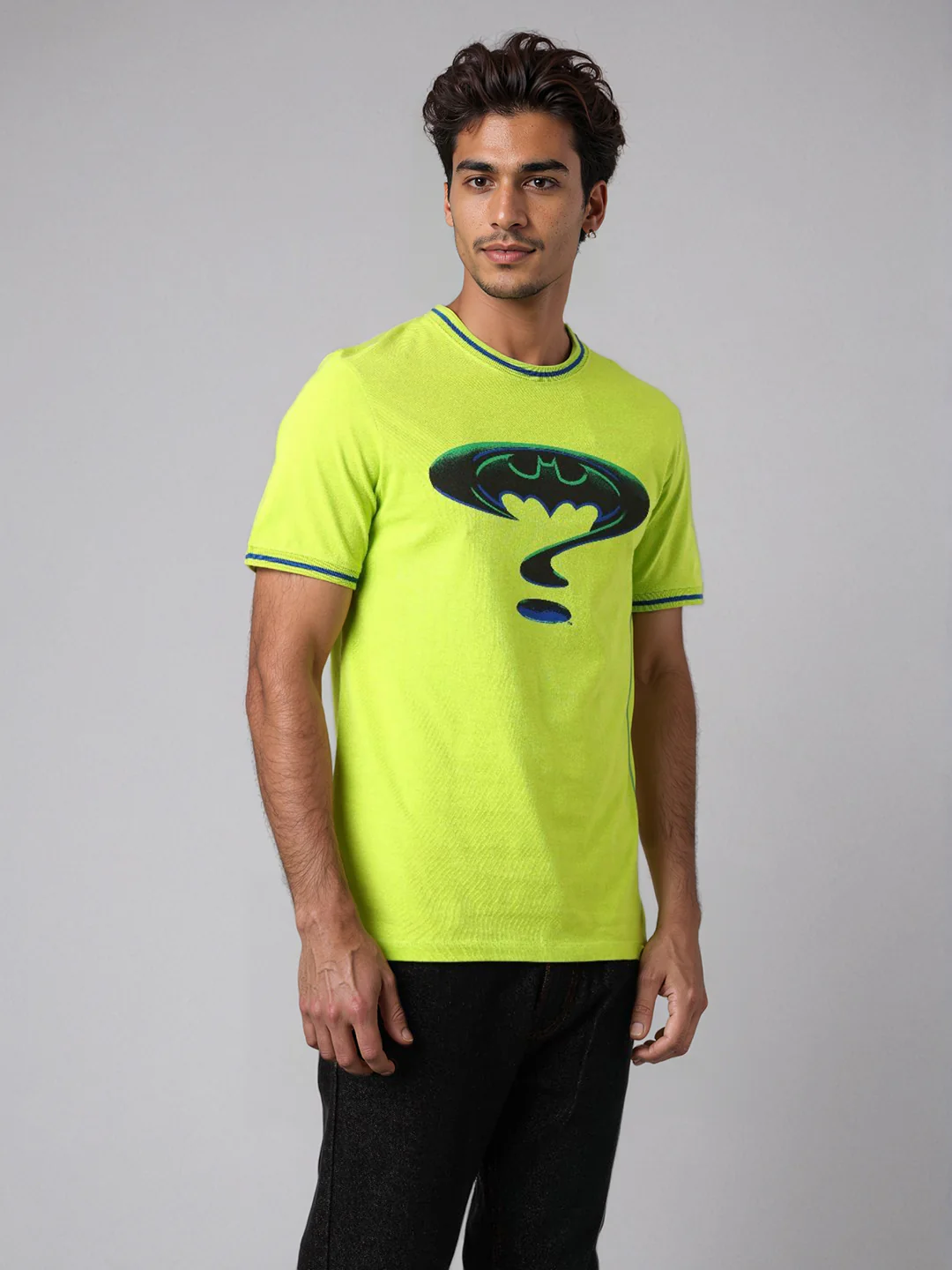 Men's Green Slim Fit Character Batman Printed Crew Neck T-Shirt - Image 6