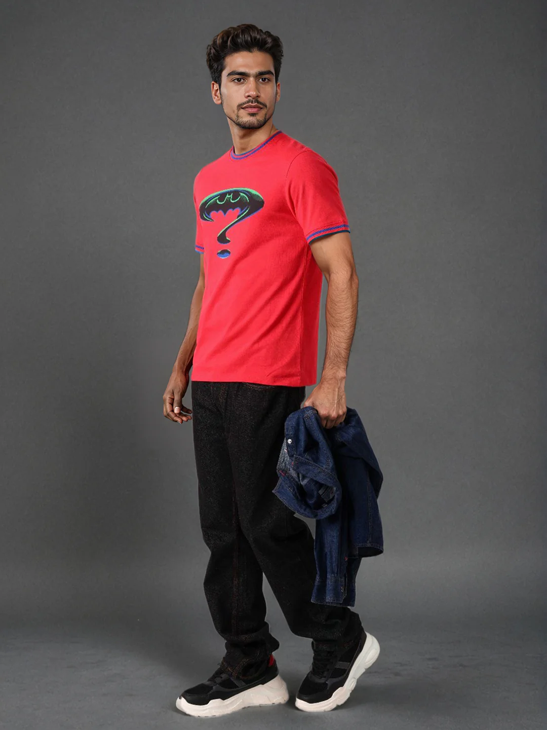 Men's Pink Slim Fit Character Batman Printed Crew Neck T-Shirt - Image 7