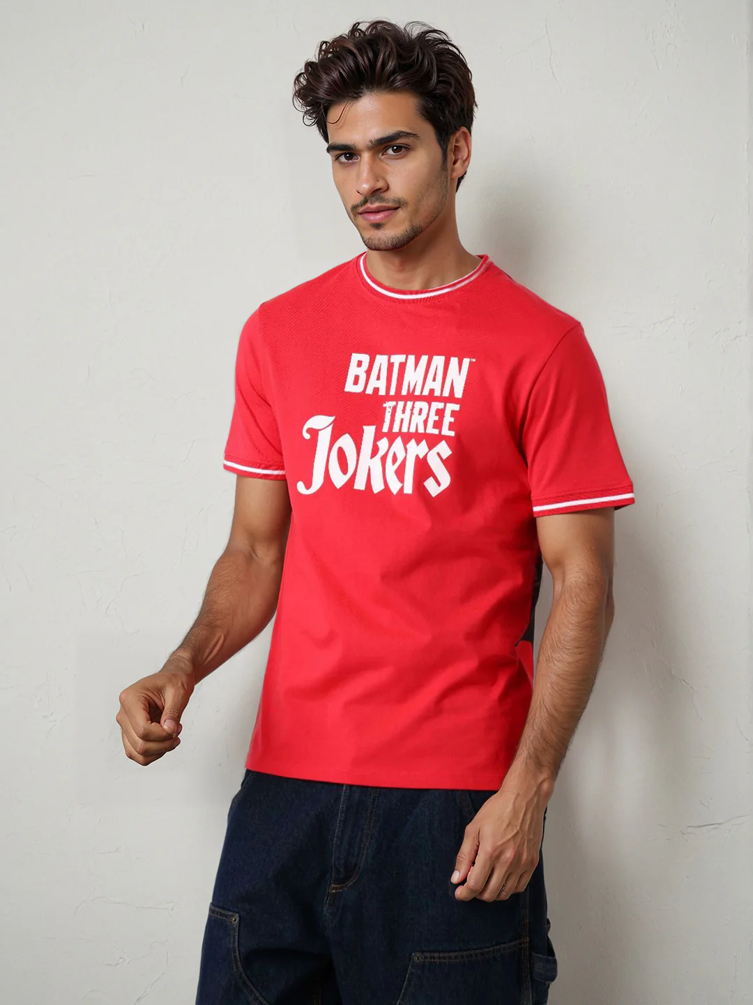 Men's Pink Slim Fit Character Batman Printed Crew Neck T-Shirt - Image 5