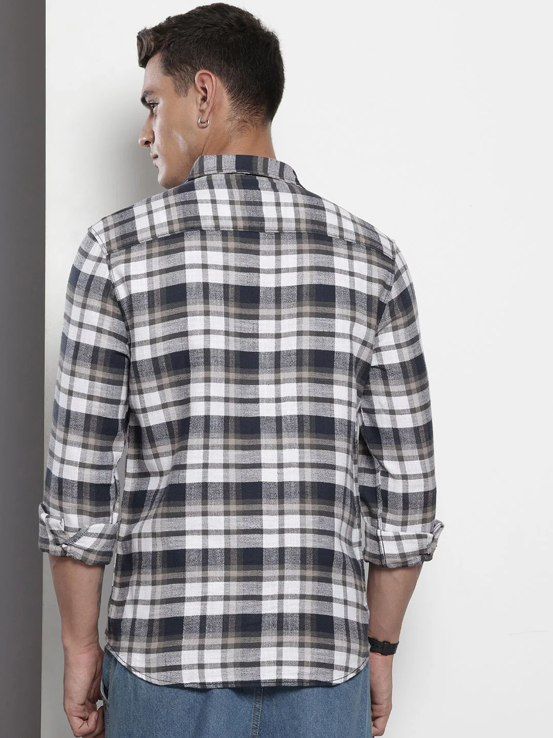 Men's Black Slim Fit Checked Casual Shirt - Image 5