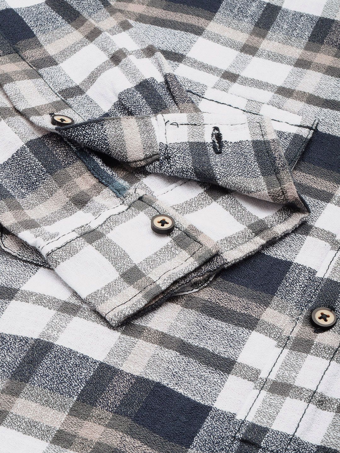 Men's Black Slim Fit Checked Casual Shirt - Image 6