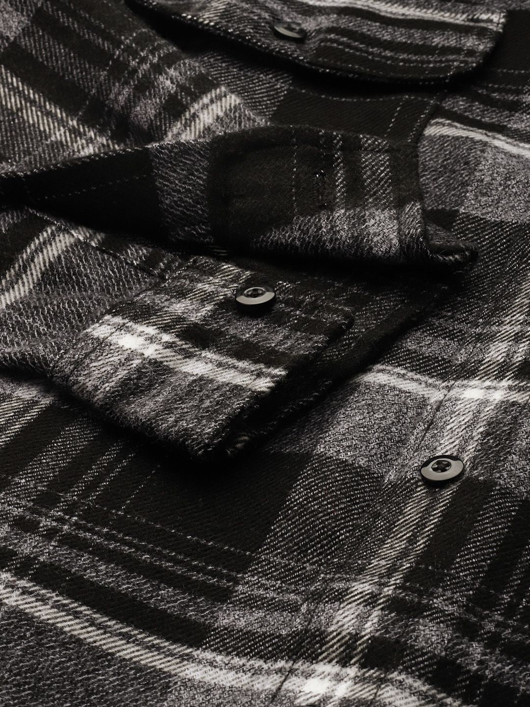 Men's Black Slim Fit Checked Casual Shirt - Image 6