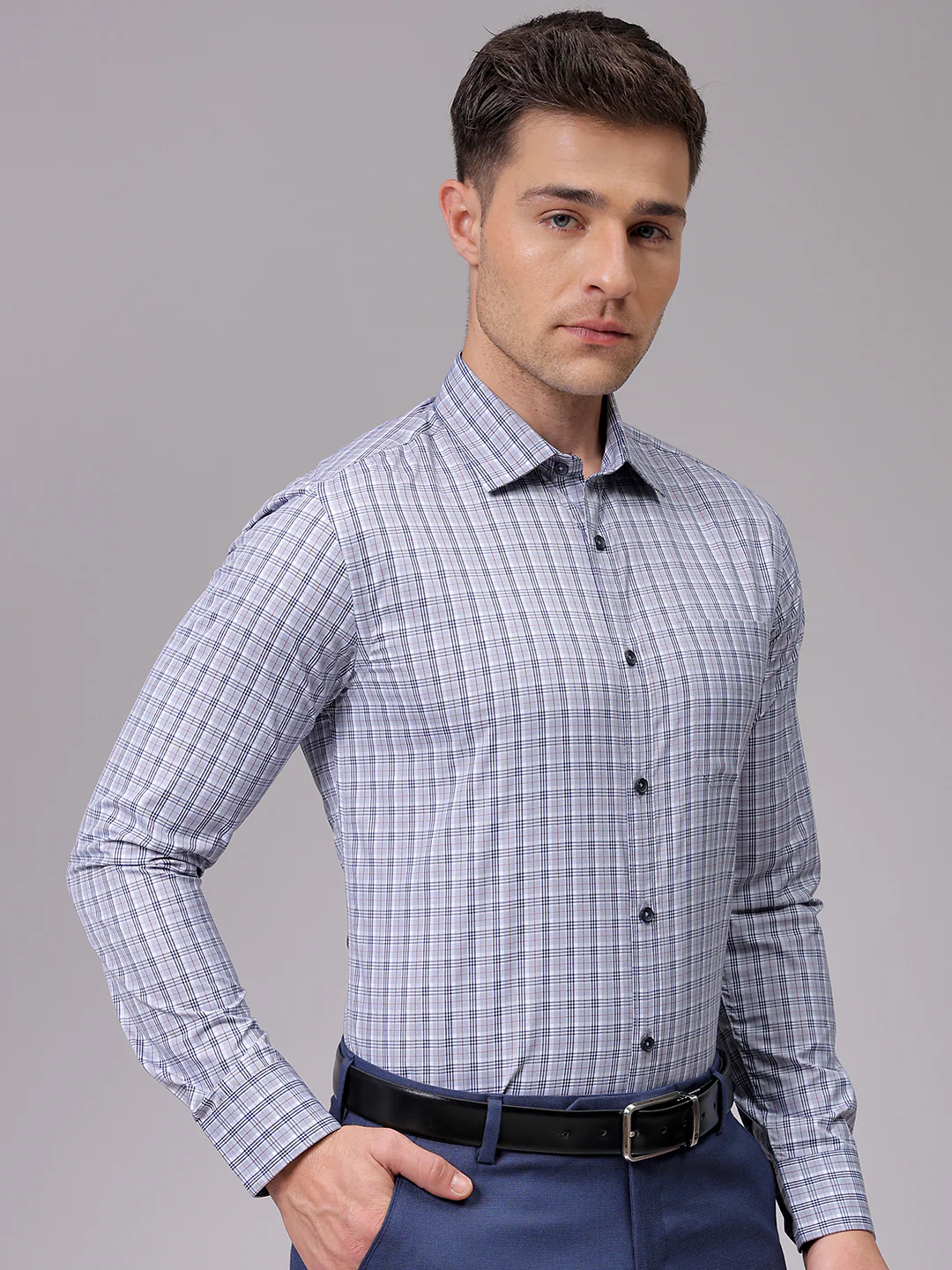 Men's Slim Fit Checked Formal Shirt - Image 3