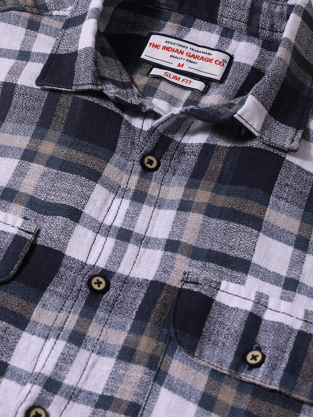 Men's Blue Slim Fit Checked Casual Shirt - Image 3