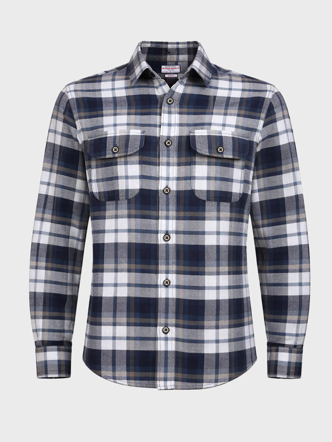Men's Blue Slim Fit Checked Casual Shirt - Image 4