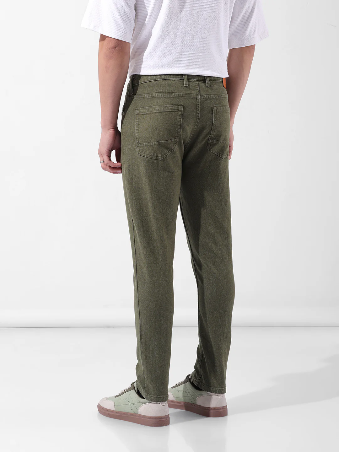 Men's Olive Slim Fit Casual Jeans - Image 3