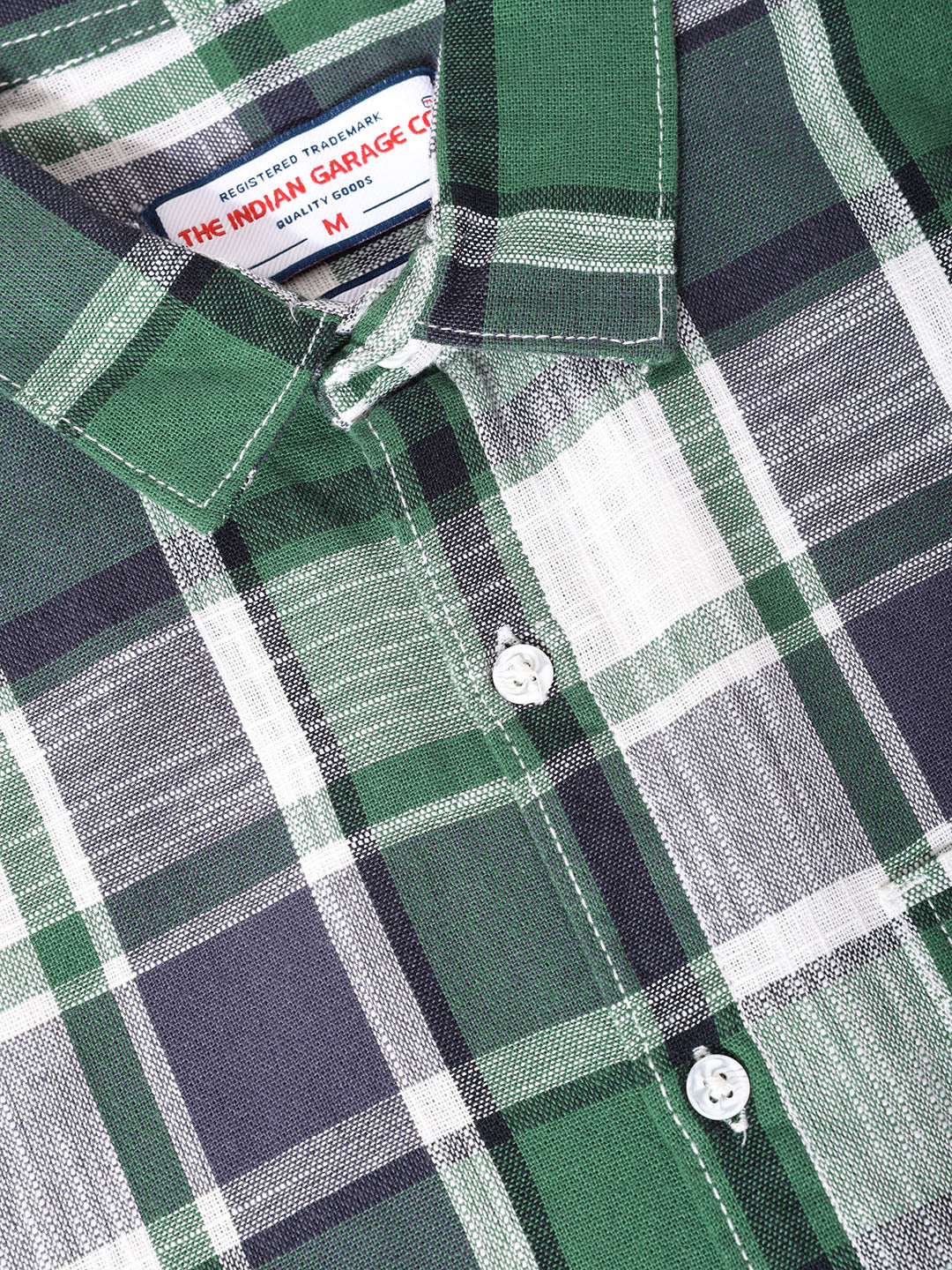 Men's Green Slim Fit Checked Casual Shirt - Image 3