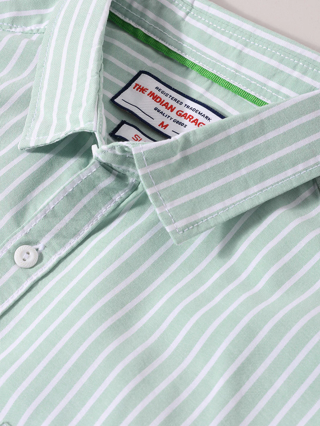 Men's Green Slim Fit Striped Striped Shirt - Image 3