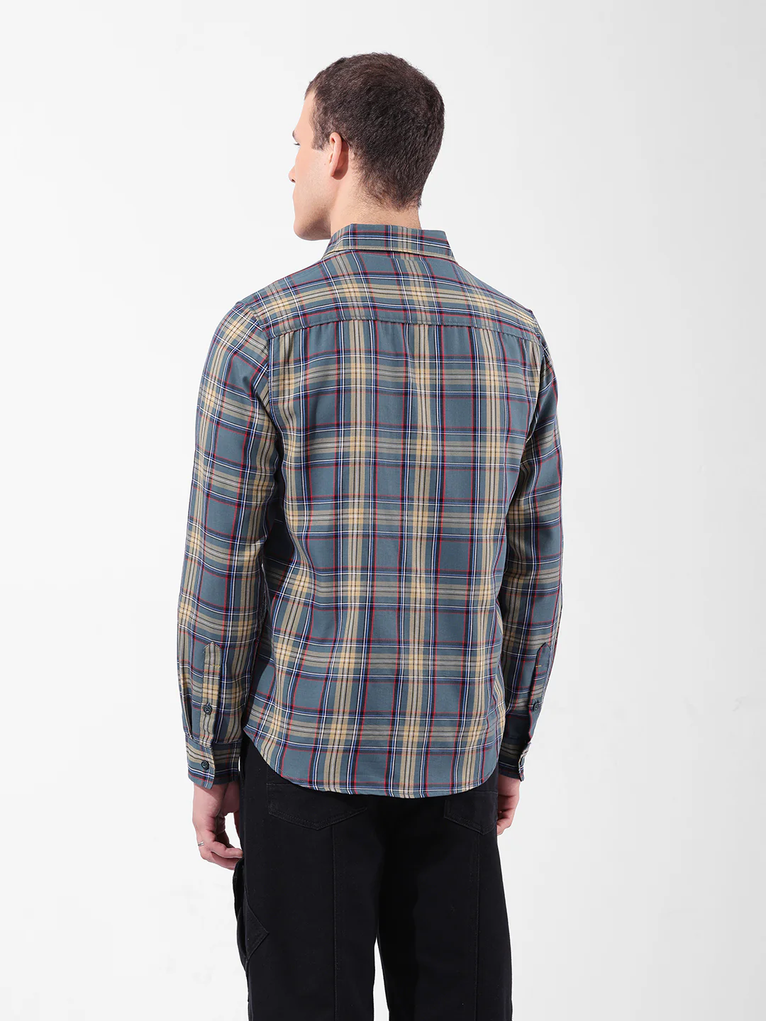 Men's Green Slim Fit Checkered Casual Shirt - Image 5