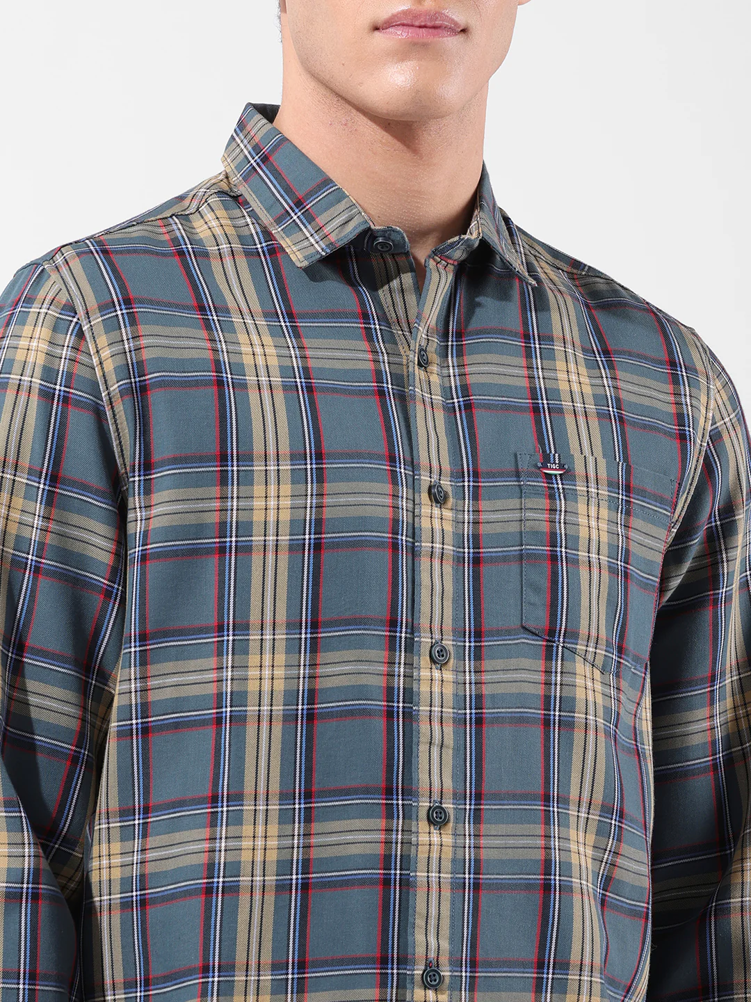 Men's Green Slim Fit Checkered Casual Shirt - Image 6