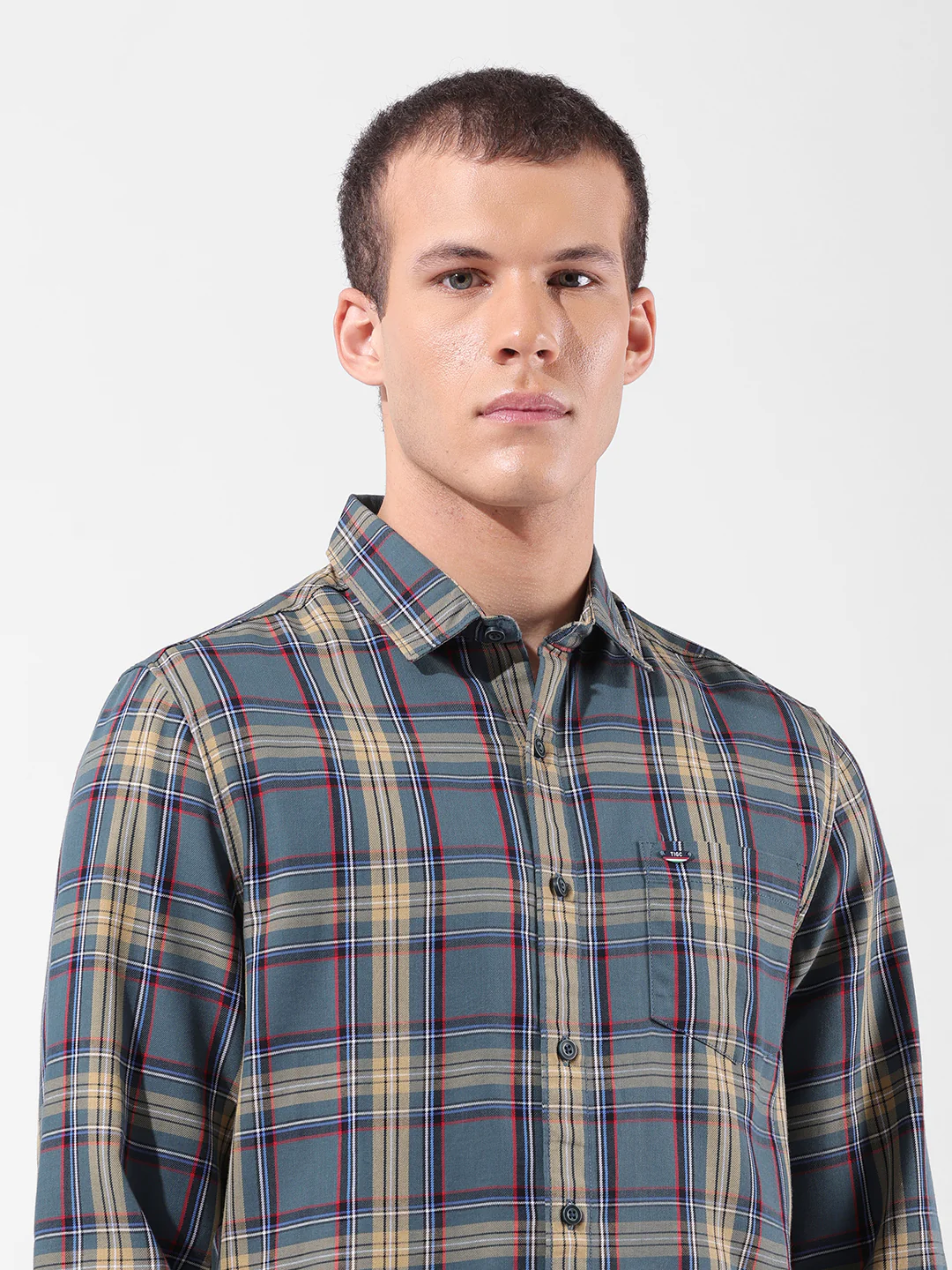 Men's Green Slim Fit Checkered Casual Shirt - Image 7