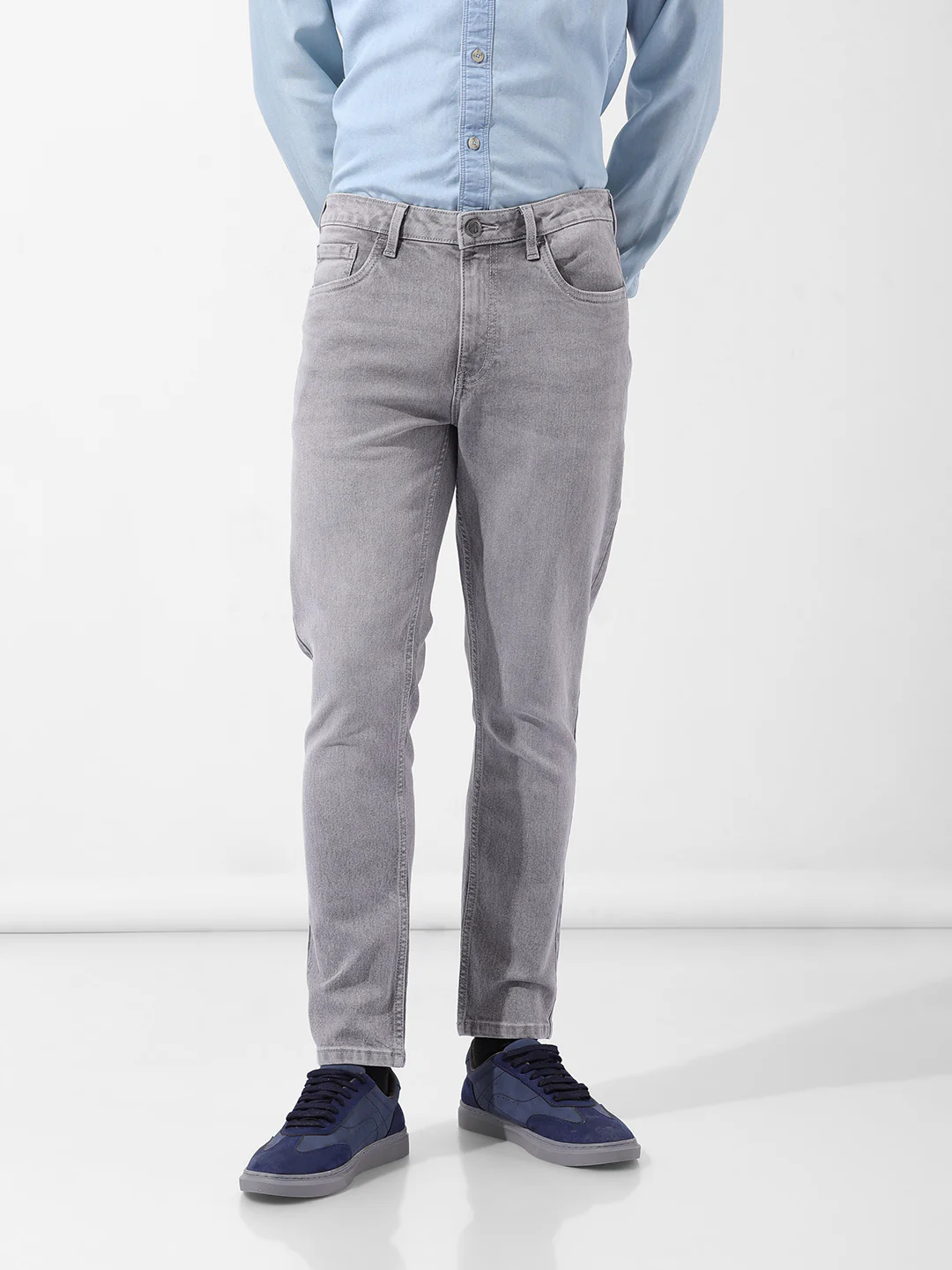 Men's Grey Slim Fit Casual Jeans - Image 6