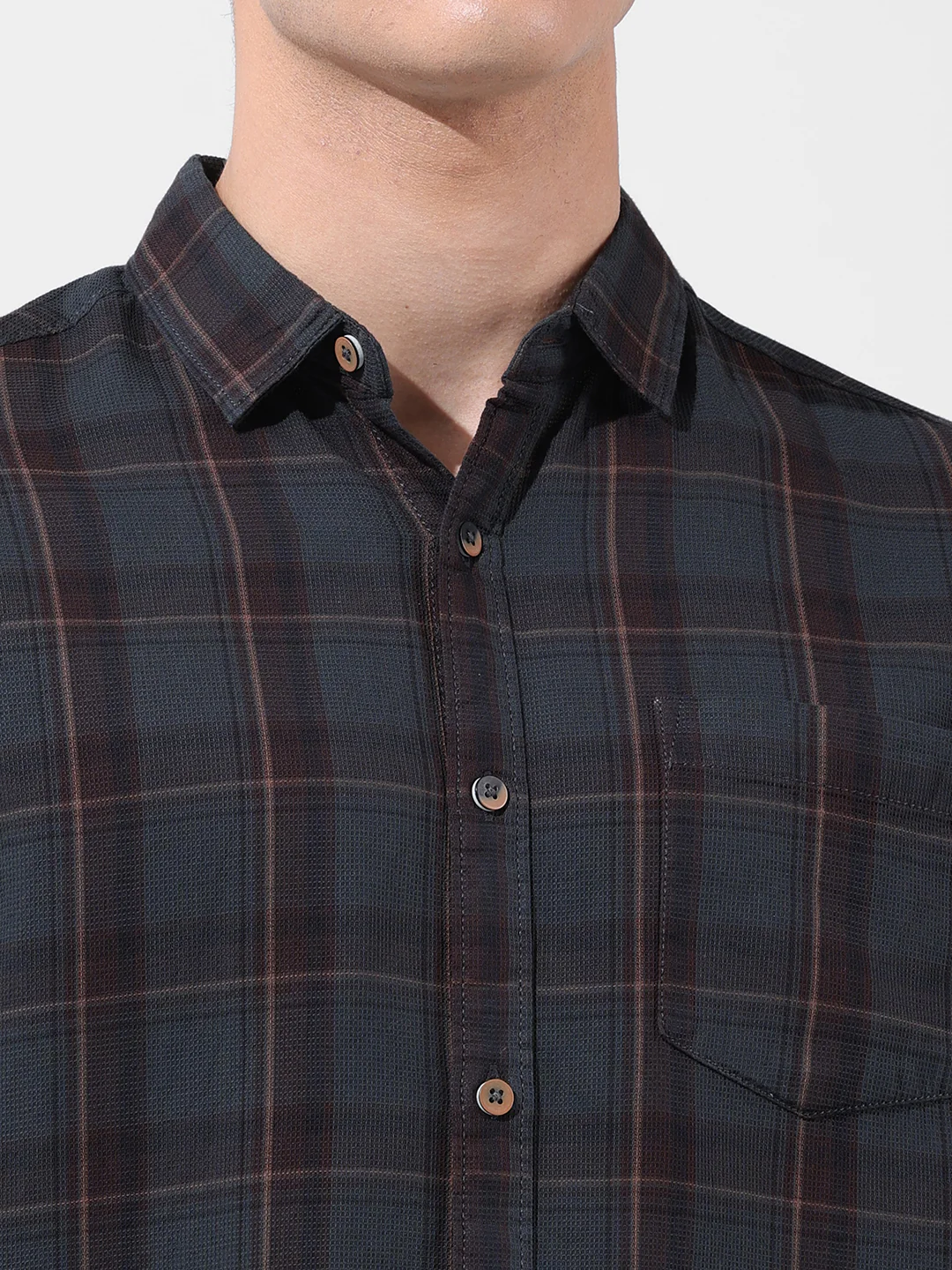 Men's Olive Slim Fit Checked Casual Shirt - Image 6