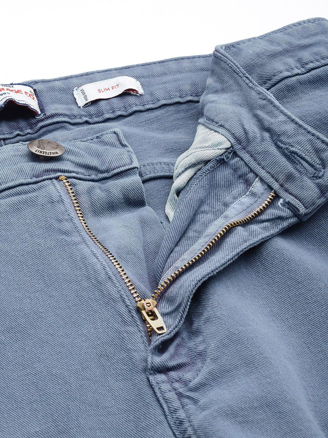 Men's Elemental Blue Slim Fit Solid Casual Jeans - Image 4