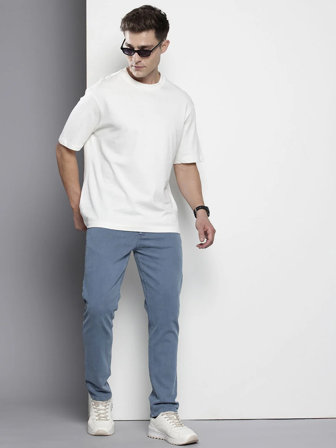 Men's Elemental Blue Slim Fit Solid Casual Jeans - Image 5