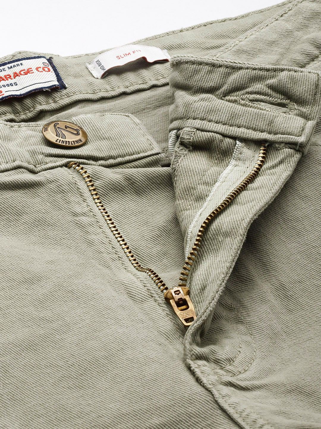 Men's Sage Green Slim Fit Solid Casual Jeans - Image 5