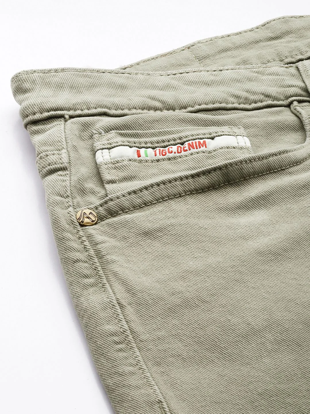 Men's Sage Green Slim Fit Solid Casual Jeans - Image 6