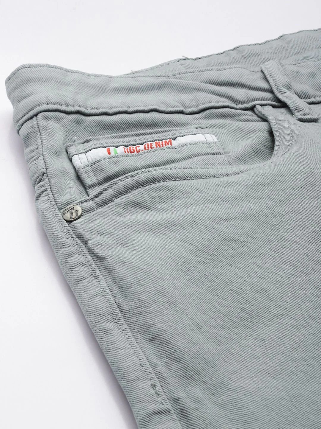 Men's Grey Slim Fit Solid Casual Jeans - Image 6