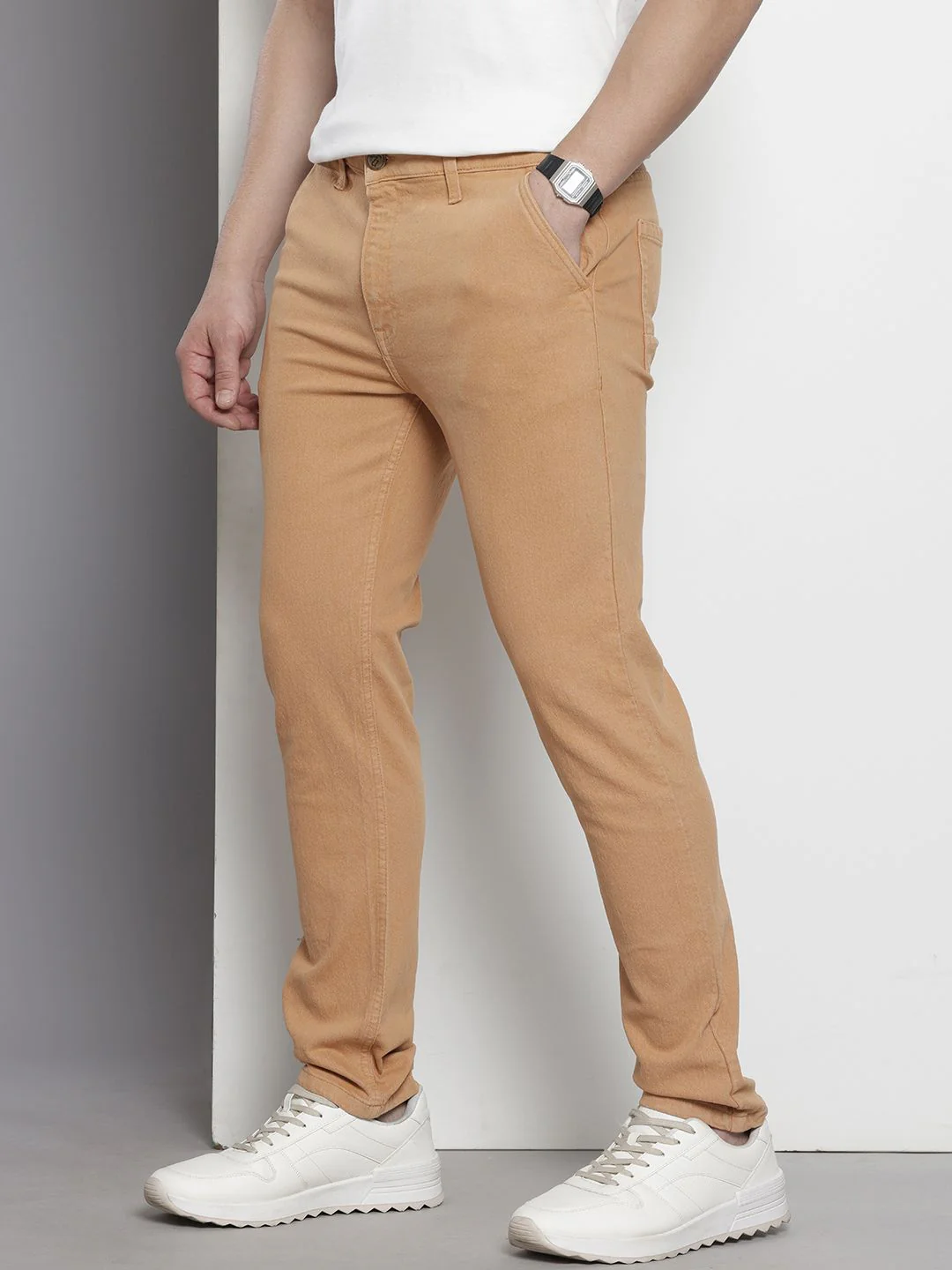 Men's Biscuit Slim Fit Solid Casual Jeans - Image 2