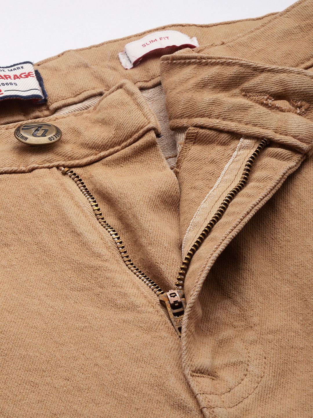 Men's Biscuit Slim Fit Solid Casual Jeans - Image 5