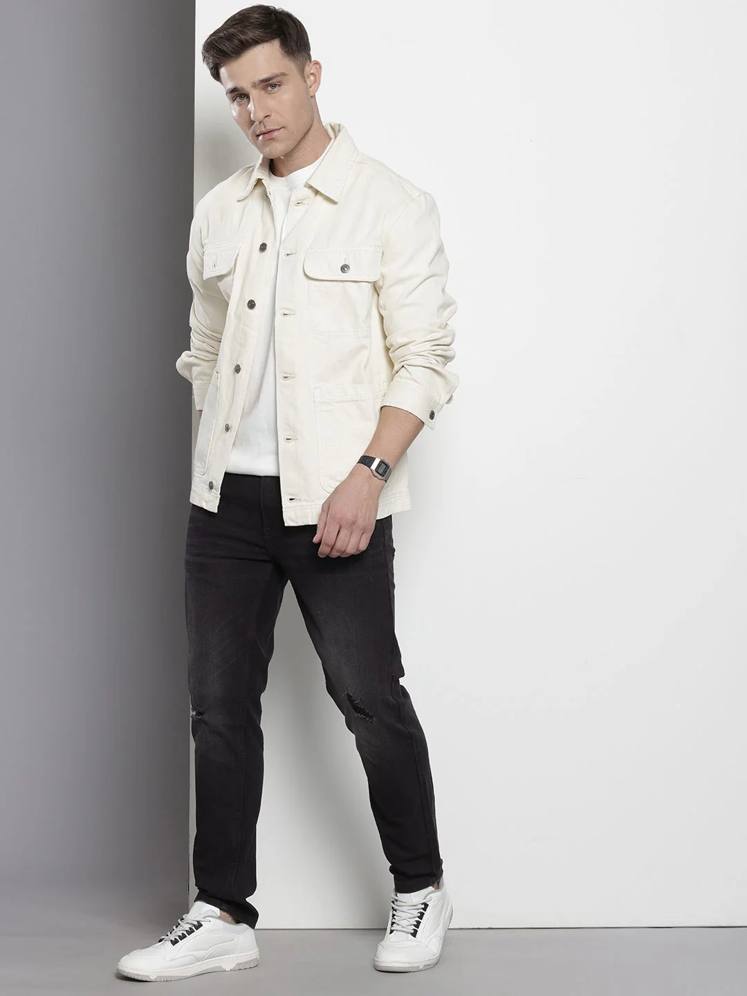 Men's Black Slim Fit Solid Casual Jeans - Image 4