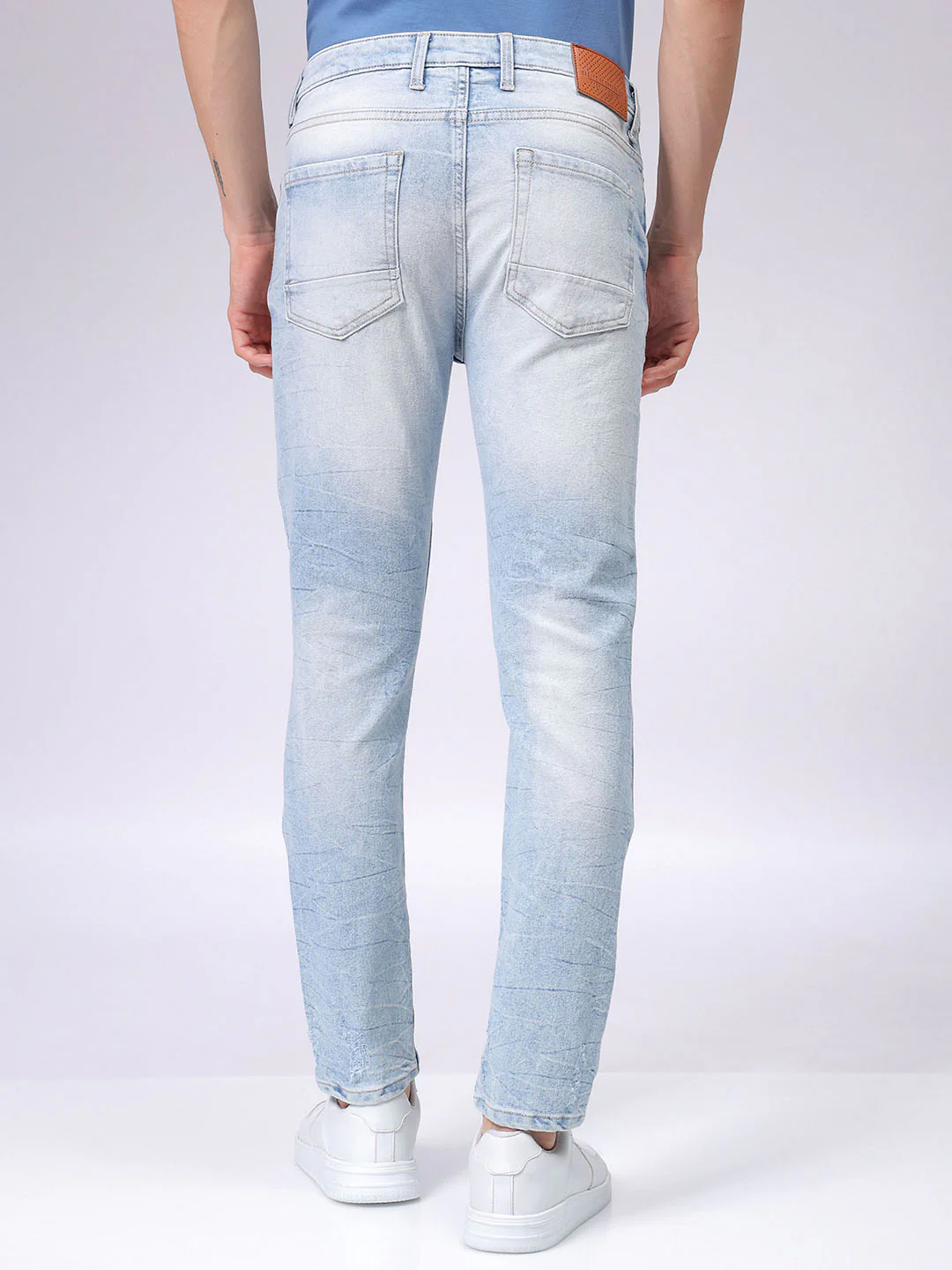 Men's Blue Slim Fit Solid Casual Jeans - Image 5