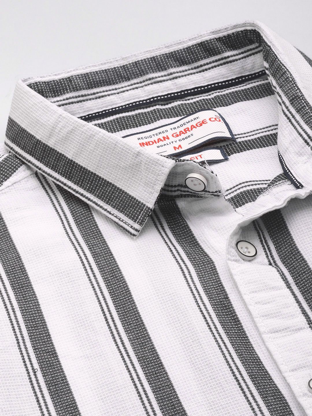 Men's White Slim Fit Striped Casual Shirt - Image 3