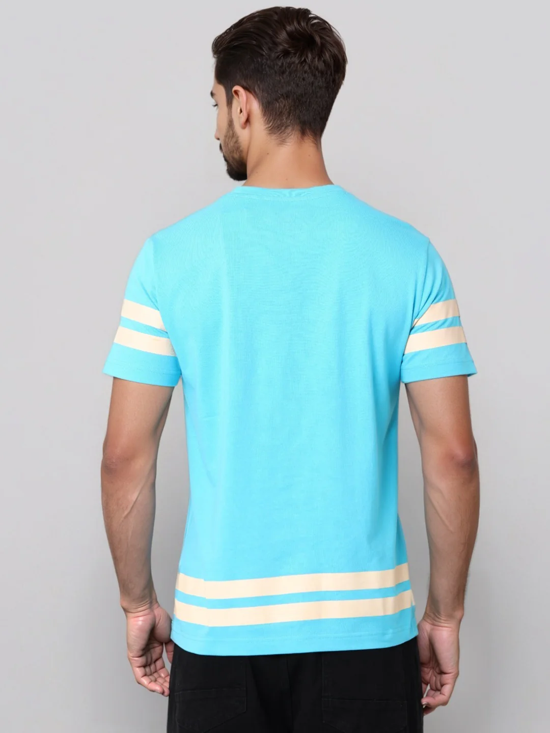 Men's Typography Printed Raw Edge Slim Fit T-shirt - Image 4