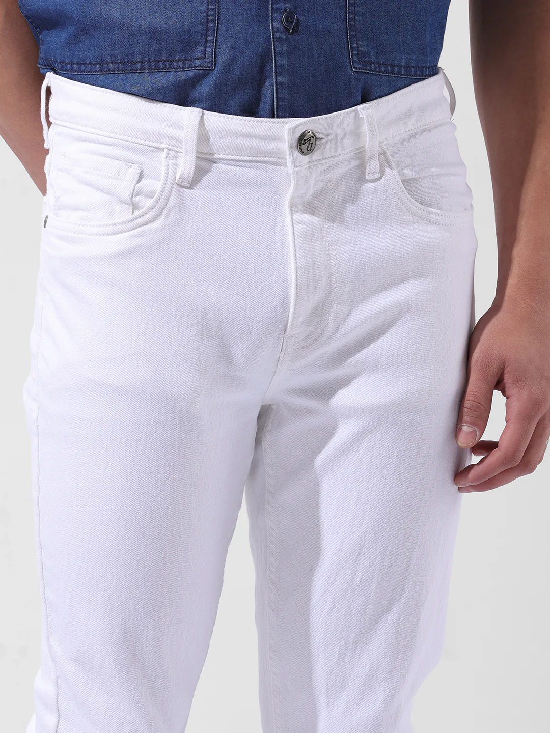 Men's White Slim Fit Casual Jeans - Image 5