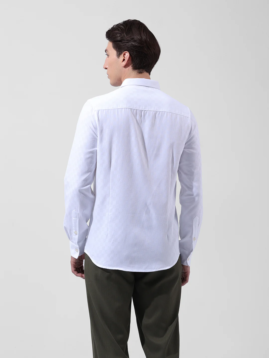 Men's White Slim Fit Textured Party Wear Shirt - Image 8