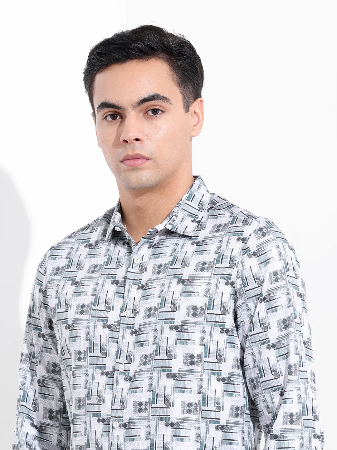Men's White Slim Fit Printed Party Wear Shirt - Image 6